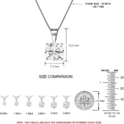 1/2 to 3 Carat Solitaire Diamond Necklaces for Women | Round Cut Lab Grown Diamond | 14K White Gold Pendant | Fine Jewelry for Her | Timeless Design | Gift Box Included - Image 4
