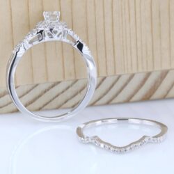 Dazzlingrock Collection 0.50 Cttw 14K Solid Gold Round Diamond Womens Halo Bridal Engagement Ring Set - Image 3