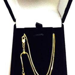 14k Yellow Real Gold Adjustable Box Chain Necklace, 1.15mm, 22" - Image 3