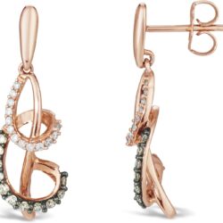 Le Vian 1/3 Carat White and Chocolate Diamond Dangle Drop Earrings for Women I 14k Rose Gold Earrings for Her (Fancy Brown/G-H, VS2-SI1, cttw) Chocolatier Spiral with Push Backs - Image 2