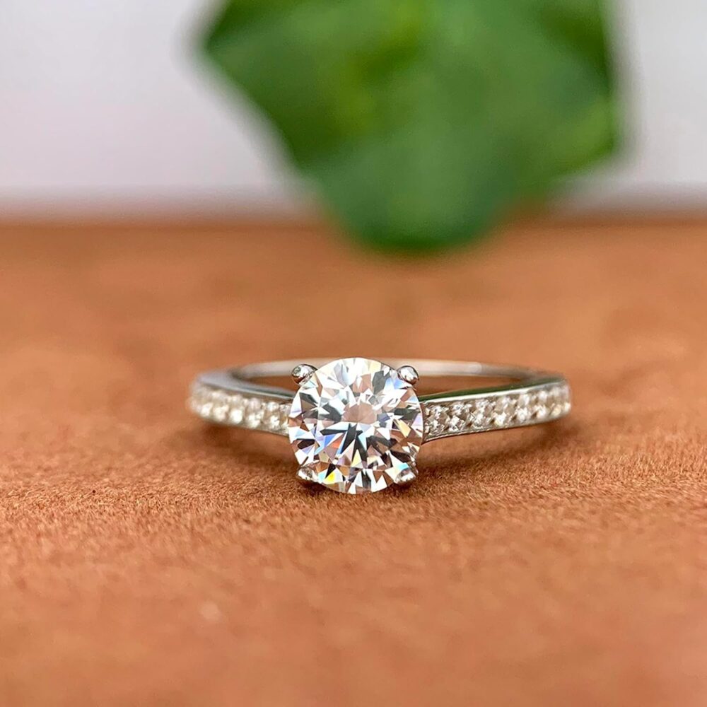 14K Solid Gold Moissanite Rings 14k Gold Solitaire Ring 1 Carat Round Brilliant Cut Moissanite Engagement Rings - Image 4