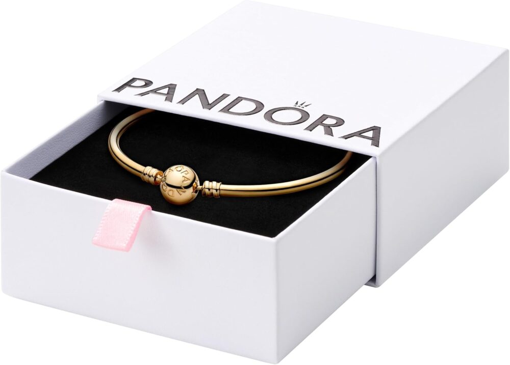 PANDORA Moments Ball Clasp Bangle for Women - Compatible with Moments Charms - Bangle Charm Bracelet - Gift for Her