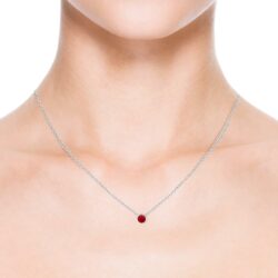 Angara Natural Bezel-Set Round Ruby Solitaire Pendant in 14K Solid Gold/Platinum | July Birthstone, Birthday, Engagement, Anniversary, Wedding Jewelry Gift for Women - Image 4
