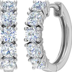 2 to 3 1/10 Carat Diamond Hoop Earrings in 14K Gold - IGI Certified