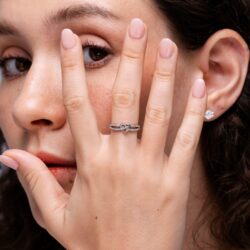 Angara Natural Diamond Criss Cross Promise Ring for Women in Sterling Silver / 14K Solid Gold | Birthday, Engagement, Anniversary, Wedding Jewelry Gift for Women - Image 3