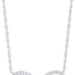 1/8 Carat Diamond Infinity Pendant Necklace for Women in 14k White and Yellow Gold on 16 to 18 Inch Adjustable Chain (H-I, I1-I2, cttw) Spring Ring by Belantina