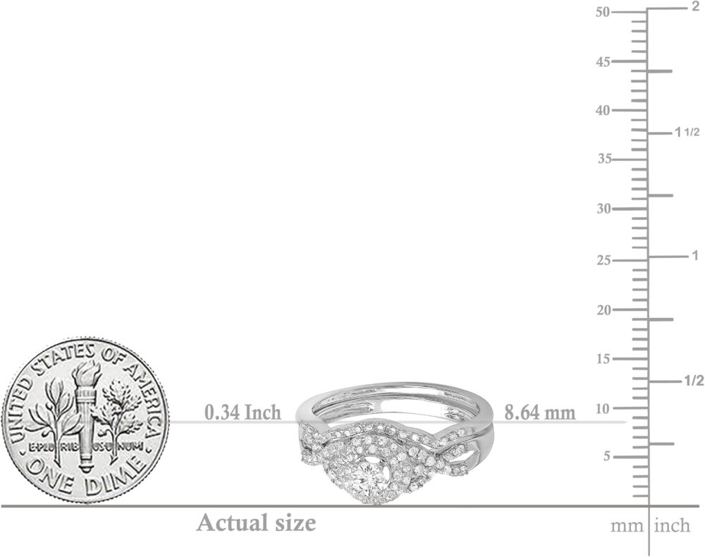 Dazzlingrock Collection 0.50 Cttw 14K Solid Gold Round Diamond Womens Halo Bridal Engagement Ring Set - Image 5