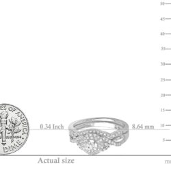 Dazzlingrock Collection 0.50 Cttw 14K Solid Gold Round Diamond Womens Halo Bridal Engagement Ring Set - Image 5
