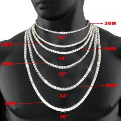 Gem's Beauty Moissanite Tennis Necklace 3mm-6.5mm 925 Silver Plated With 14k White Gold Moissanite Necklace For Women Men Handmade Gifts Anniversary Birthday - Image 3
