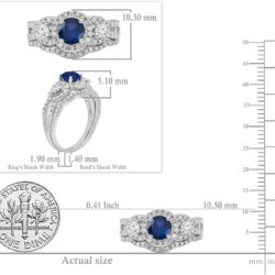 Dazzlingrock Collection 1.40 Cttw Round Gemstone & White Diamond Womens 3 Stone Halo Bridal Engagement Ring Set in 14K Solid Gold - Image 6
