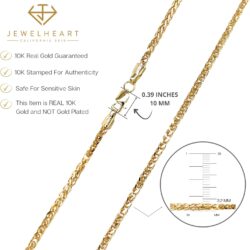 10K and 14K Gold Square Wheat Chain 1.7mm 2.2mm 2.6mm 3.2mm 3.9mm 4.5mm Yellow Real Gold Chains For Men Diamond Cut Braided Franco Chain Necklace For Women with Lobster Clasp 16" 18" 20" 22" 24" - Image 6