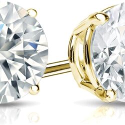 1/4 to 2 Carat Lab Grown Diamond Round Stud Earrings in 14k Gold (E-F, SI1-SI2, cttw), 4-Prong Basket Screw Back by Diamond Wish - Image 2