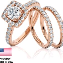 2 Carat Diamond Engagement Ring - 14 Karat Rose Gold Ring for Women Diamond Anniversary Promise Band Made in USA - Image 2