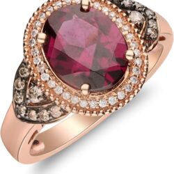 Gin & Grace 10K Rose Gold Purplish Pink Natural Garnet Diamond Ring (I1) with Daily Work Wear Jewelry for Women Gifts for Her - Image 5