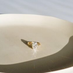 espere 14K Yellow Gold 3 Carat Moissanite Oval Engagement Ring | Solid Gold Solitaire Ring with Plain Band | 14K Gemstone Engagement Ring - Image 9