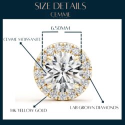 1/3 Carat Lab Grown Diamond and 1-2 Carat Moissanite Round Halo Stud Earrings for Women in 14k White or Yellow Gold (D-E, VS, cttw) Screw Back Earrings by GLAM AND GEMS - Image 3