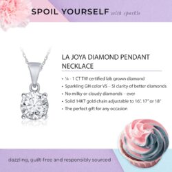 Certified Lab Grown Diamond Necklaces For Women | 1/4-1 Carat Solid 14k Gold Diamond Necklace Accompanied By Adjustable Real Gold Chain | Sparkling GH VS/SI Diamond Jewelry for Women - Image 3