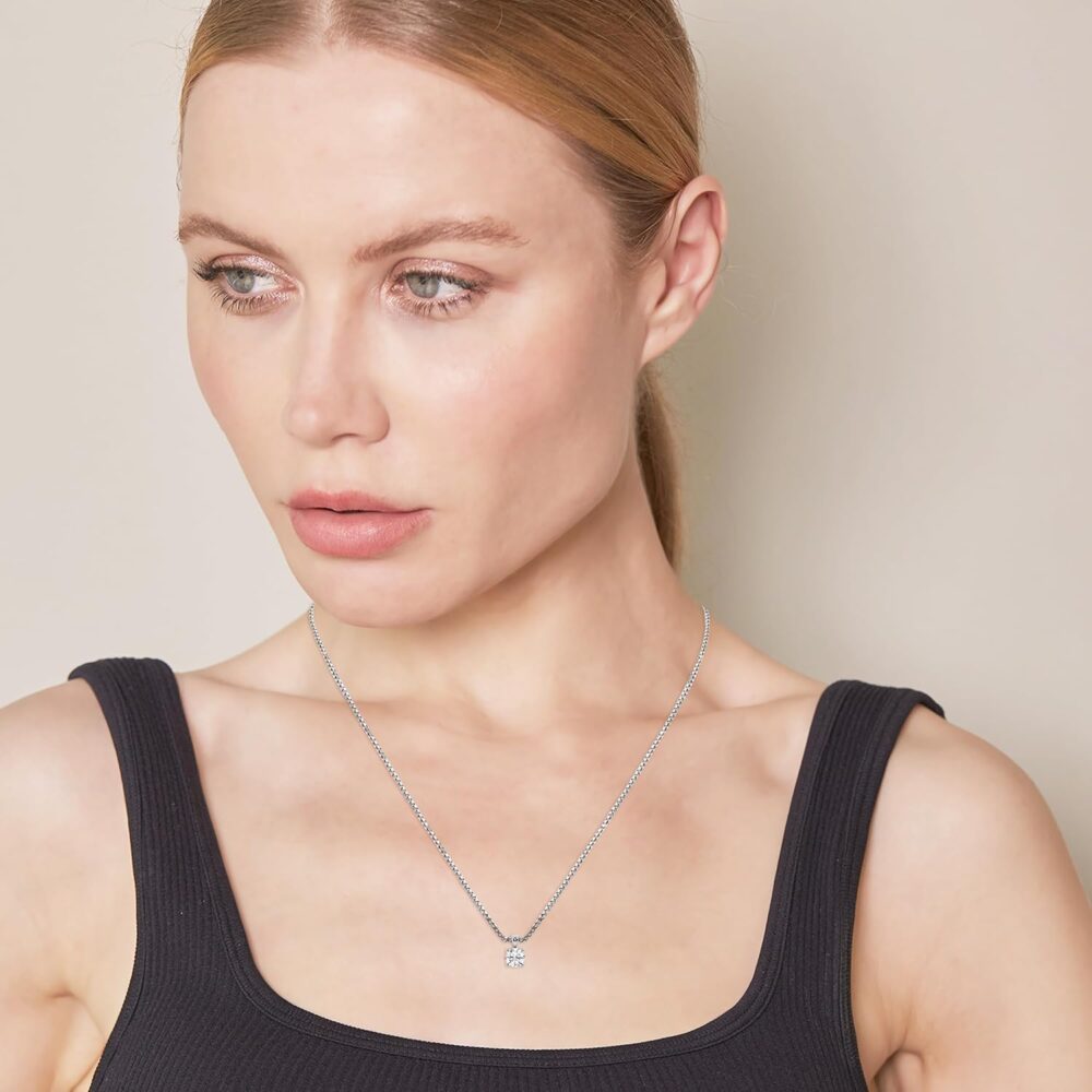 1/2 Carat - 3 Carat IGI CERTIFIED Lab Grown Diamond Pendant Necklace In 14K White Gold Or Yellow Gold | Color - E-F Clarity -VS | Gift Box Included - Image 3