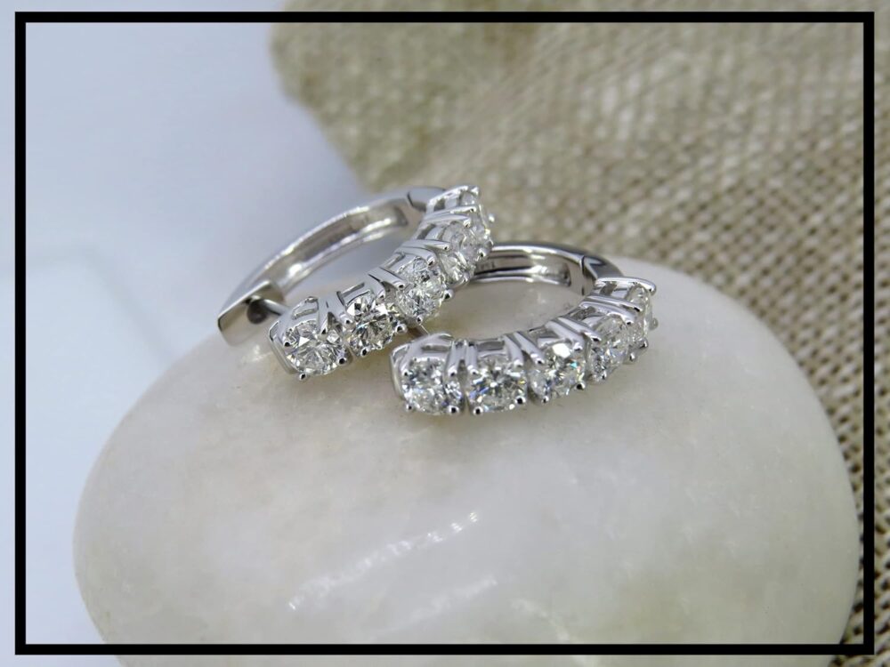 Dazzlingrock Collection 2.60mm Each Round White Diamond 5 Stone Huggies Hinged Post Hoop Earrings for Her (1.00 ctw, Color I-J, Clarity I1-I3) in Solid Gold - Image 3