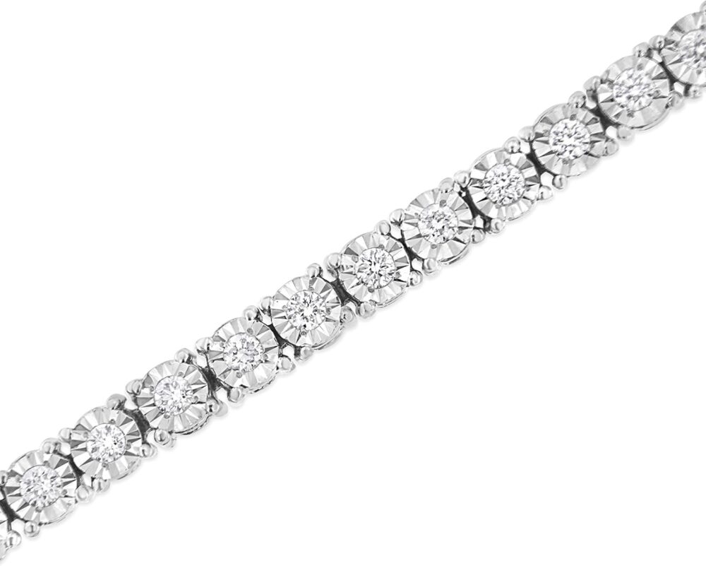 .925 Sterling Silver Lab Grown Diamond Illusion-Set Miracle Plate Tennis Bracelet (G-H Color, VS1-VS2 Clarity) - Size 7.25" - Choice of Carat Weight - Image 4