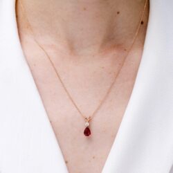 Angara Natural Ruby Teardrop Pendant with Diamond in Silver / 14K Solid Gold/Platinum | July Birthstone, Birthday, Engagement, Anniversary, Wedding Jewelry Gift for Women - Image 3