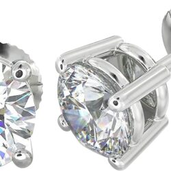 Natural Real Diamond Studs Earrings with Secure Screw Back for Women and Men, 14K Gold Round-Cut Diamond Stud Earrings - Image 3