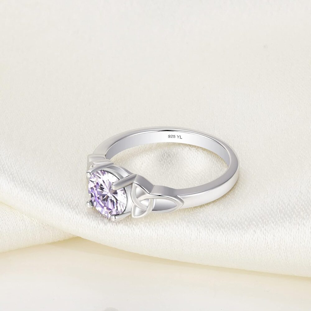 YL Celtic Knot Rings for Women 925 Sterling Silver Birthstones 18k White Gold Plated Statement Rings - Image 6