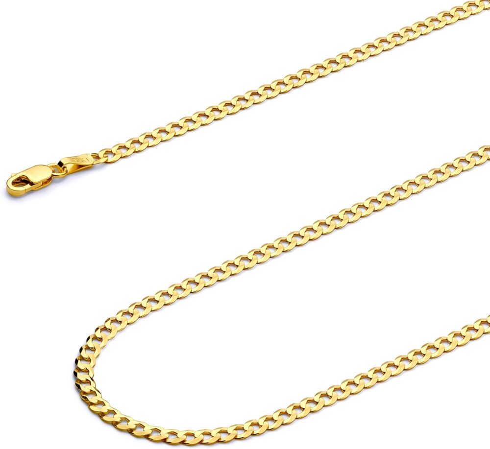 14k REAL Yellow Gold Solid Cuban Concave Curb Chain Necklace OR Bracelet - Select Option - Image 2