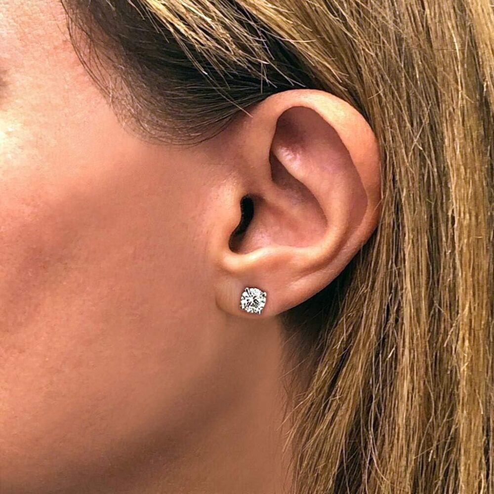 IGI Certified 1 to 2 Carat Natural Diamond Stud Earrings for Women - 14k White Gold Earrings for Her - (H-I, I1-I2, cttw) 4-Prong Basket - Screw Back Studs Made in USA by Beverly Hills Jewelers - Image 5