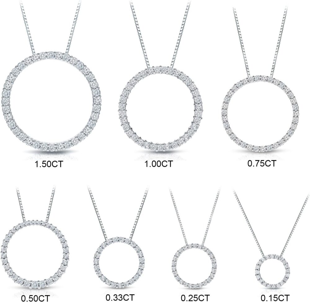 Diamond Wish 1/6 to 1 Carat Diamond Circle of Life Round Pendant Necklace for Women in 14k Gold (I1-I2, cttw) on 18 Inch Long Chain with Spring Ring Clasp - Image 3