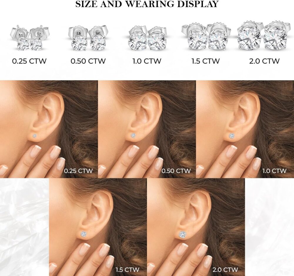 Certified Lab Grown Diamond Earrings- 1/4-3 Carat Lab Diamond Earrings in 14K Gold, Premium Collection Lab Created Diamonds - Diamond Stud Earrings for Women - Diamond Earrings Men - Image 5