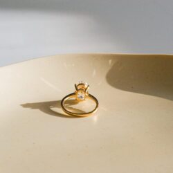 espere 14K Yellow Gold 3 Carat Moissanite Oval Engagement Ring | Solid Gold Solitaire Ring with Plain Band | 14K Gemstone Engagement Ring - Image 7