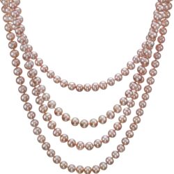 HinsonGayle AAA Handpicked Naturally Pink Freshwater Cultured Pearl Rope Necklace 82 inch Strand