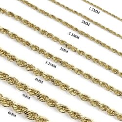 14k Real Yellow Gold Solid Rope Diamond Cut Chain Necklace with Lobster Claw Clasp, Ideal GIfts for Women or Men - Image 3