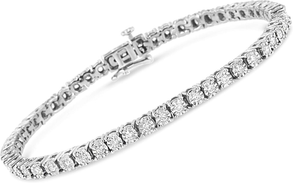 .925 Sterling Silver Lab Grown Diamond Illusion-Set Miracle Plate Tennis Bracelet (G-H Color, VS1-VS2 Clarity) - Size 7.25" - Choice of Carat Weight - Image 2
