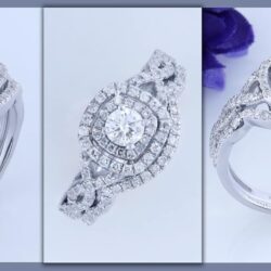 Dazzlingrock Collection 1.00 Cttw Round White Diamond Cushion Shaped Halo Engagement Ring Set for Women in 14K Solid Gold - Image 3