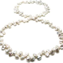 HinsonGayle AAA Handpicked 9-10mm Metallic-Luster White Keshi Freshwater Cultured Pearl Rope 32" - Image 2
