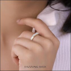 Dazzlingrock Collection 0.55 Cttw 14K Solid Gold Princess Cut Diamond Womens Anniversary Wedding Curved Stackable Ring - Image 2