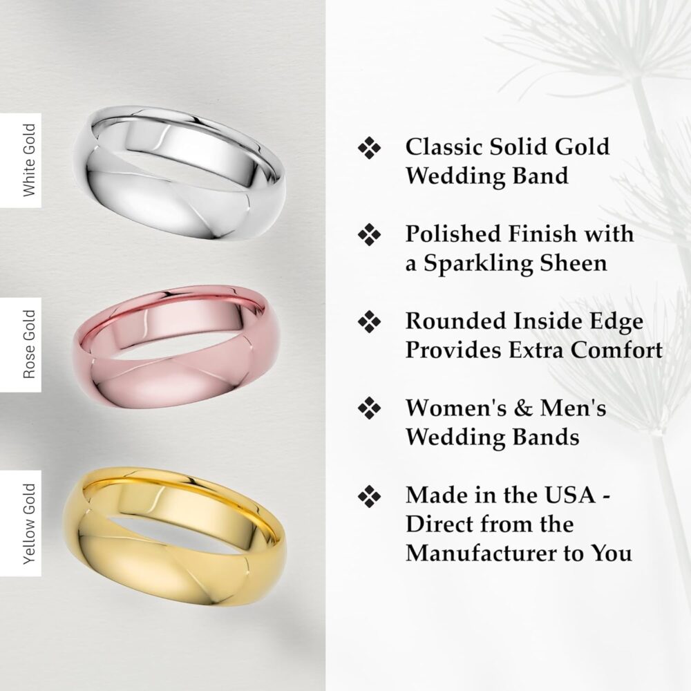5mm Solid Gold Wedding Bands for Women or Men, 10k or 14k Gold Rings, Mens Wedding Ring with Supreme Comfort Fit, Premium Collection of Gold Ring for Men and Women - Image 3