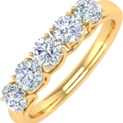 1 Carat 5-Stone Diamond Wedding Band Ring in 14K Gold