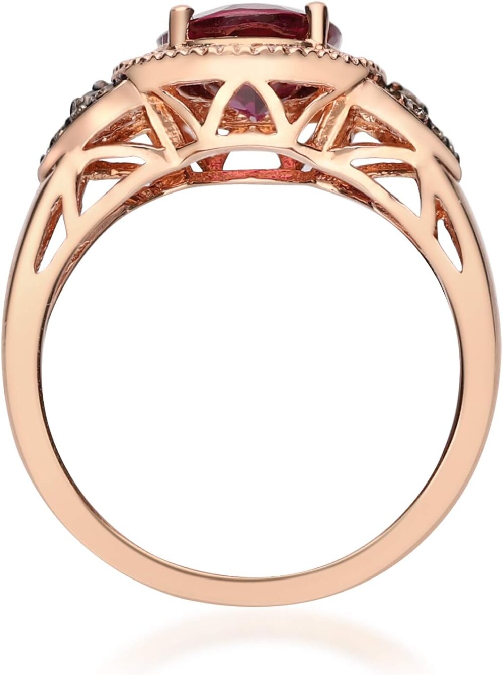 Gin & Grace 10K Rose Gold Purplish Pink Natural Garnet Diamond Ring (I1) with Daily Work Wear Jewelry for Women Gifts for Her - Image 3