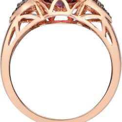 Gin & Grace 10K Rose Gold Purplish Pink Natural Garnet Diamond Ring (I1) with Daily Work Wear Jewelry for Women Gifts for Her - Image 3