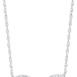 1/8 Carat Diamond Infinity Pendant Necklace for Women in 14k White and Yellow Gold on 16 to 18 Inch Adjustable Chain (H-I, I1-I2, cttw) Spring Ring by Belantina - Image 2