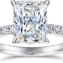 14K Solid Gold 3ct Radiant Cut Moissanite Engagement Rings for Women - Image 2