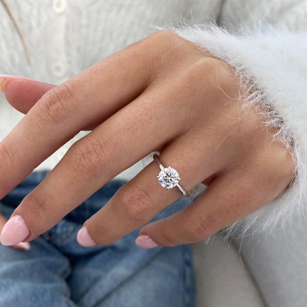IGI Certified 1.00 to 2.00 Carat E/VS1 Lab Grown Diamond Solitaire Engagement Ring for Women - 14k White Gold Promise Ring for Her - 4-Prong Setting Anniversary Ring Size 4.5 to 11 - Image 4