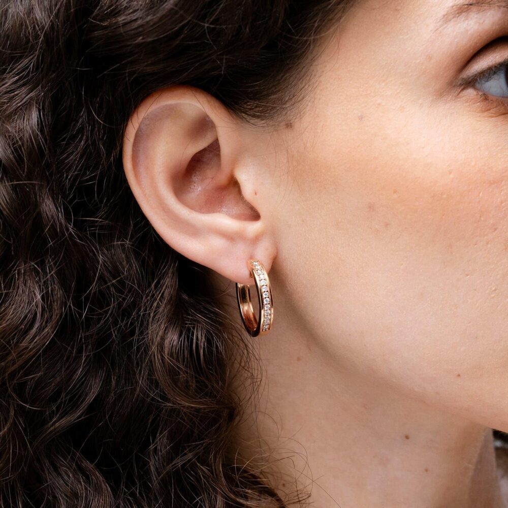 ANGARA Natural Pave-Set Diamond Hinged Hoop Earrings in 14K Solid Gold/Platinum | April Birthstone, Birthday, Engagement, Anniversary, Wedding Jewelry Gift for Women - Image 4