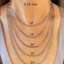 14K Real Gold Figaro Chain - 2mm 2.45mm 3.15mm 4.1mm 5.1mm 5.7mm Diamond Cut Cuban Link Figaro Necklace For Men - Yellow /White Gold Pendant Necklace For Women with Lobster Clasp 16" 18" 20" 22" 24" 26" 28" - Image 2