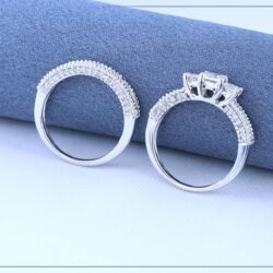 Dazzlingrock Collection 1.75 Cttw 14k Princess & Round Diamond Womens Bridal 3 Stone Ring Wedding Set 1 3/, Solid White Gold - Image 3