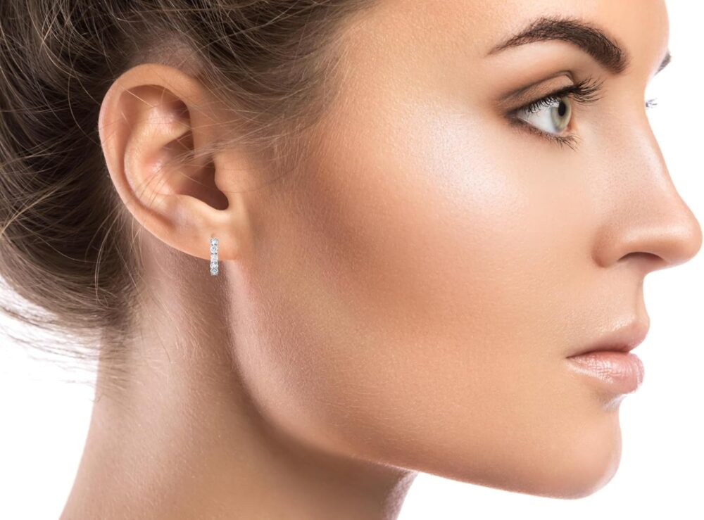 1 to 4 Carat Lab Grown Diamond 5 Stone Hoop Earrings for Women I 14k White Gold Hoops (E-F, VS1, cttw) Hinged Hoop Earrings by Privosa Fine Jewelry - Image 3