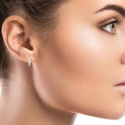 1 to 4 Carat Lab Grown Diamond 5 Stone Hoop Earrings for Women I 14k White Gold Hoops (E-F, VS1, cttw) Hinged Hoop Earrings by Privosa Fine Jewelry - Image 3